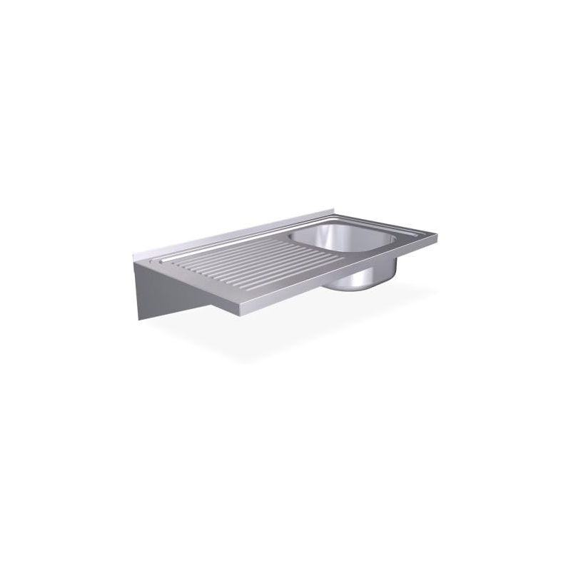 RO-Fregadero colg. c/cartelas 1C,EI 1000x500x200 mm. Dimensiones cubeta 340x370x150 mm.