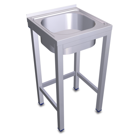 RO-Fregadero con soporte 1C 450x450x850 mm. Dimensiones cubeta 340x370x150 mm.