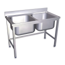 RO-Fregadero con soporte 2C 800x500x850 mm. Dimensiones cubeta 340x370x150 mm.