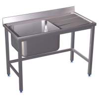 RO-Fregadero con soporte 1C,ED 800x500x850 mm. Dimensiones cubeta 340x370x150 mm.