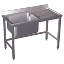 RO-Fregadero con soporte 1C,ED 800x500x850 mm. Dimensiones cubeta 340x370x150 mm.