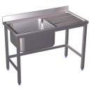 RO-Fregadero con soporte 1C,ED 800x500x850 mm. Dimensiones cubeta 340x370x150 mm.