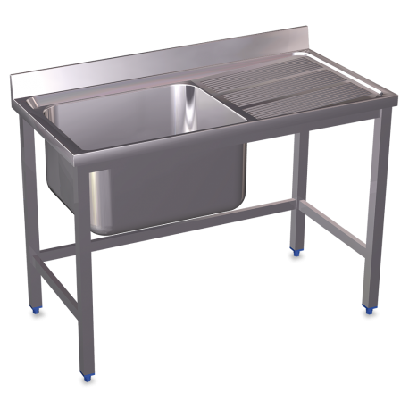 RO-Fregadero con soporte 1C,ED 800x500x850 mm. Dimensiones cubeta 340x370x150 mm.