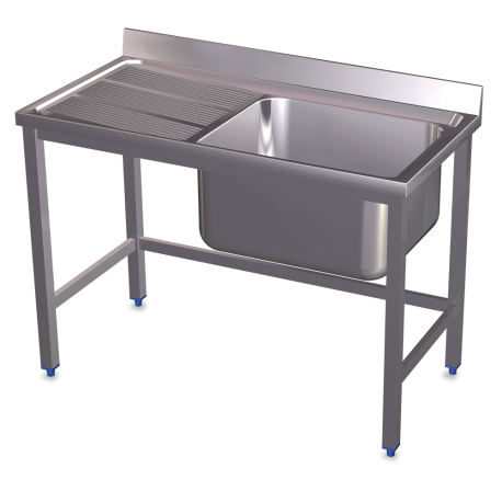 RO-Fregadero con soporte 1C,EI 800x500x850 mm. Dimensiones cubeta 340x370x150 mm.