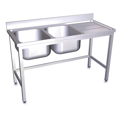 RO-Fregadero con soporte 2C,ED 1200x500x850 mm. Dimensiones cubeta 340x370x150 mm.