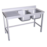 RO-Fregadero con soporte 2C,EI 1200x500x850 mm. Dimensiones cubeta 340x370x150 mm.