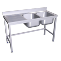 RO-Fregadero con soporte 2C,EI 1200x500x850 mm. Dimensiones cubeta 340x370x150 mm.