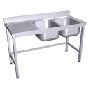 RO-Fregadero con soporte 2C,EI 1200x500x850 mm. Dimensiones cubeta 340x370x150 mm.