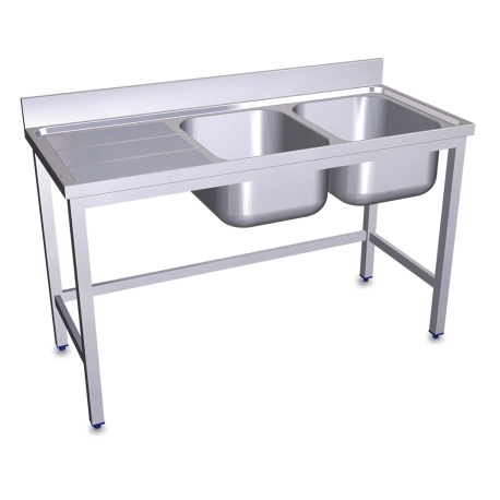 RO-Fregadero con soporte 2C,EI 1200x500x850 mm. Dimensiones cubeta 340x370x150 mm.