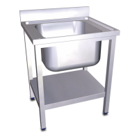 RO-Fregadero c/soporte c/entre.1C 450x500x850 mm. Dimensiones cubeta 340x370x150 mm.