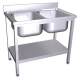 RO-Fregadero c/soporte c/entre.2C 800x500x850 mm. Dimensiones cubeta 340x370x150 mm.