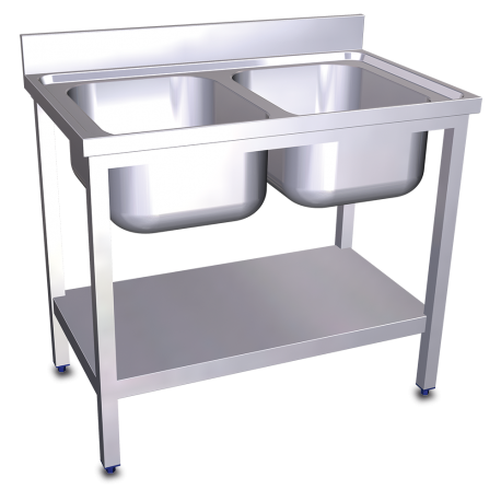 RO-Fregadero c/soporte c/entre.2C 800x500x850 mm. Dimensiones cubeta 340x370x150 mm.