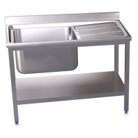 RO-Fregadero c/soporte c/entre.1C,ED 800x500x850 mm. Dimensiones cubeta 340x370x150 mm.