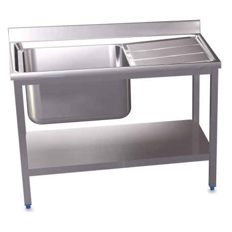 RO-Fregadero c/soporte c/entre.1C,ED 800x500x850 mm. Dimensiones cubeta 340x370x150 mm.