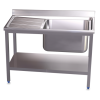 RO-Fregadero c/soporte c/entre.1C,EI 800x500x850 mm. Dimensiones cubeta 340x370x150 mm.