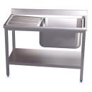 RO-Fregadero c/soporte c/entre.1C,EI 800x500x850 mm. Dimensiones cubeta 340x370x150 mm.