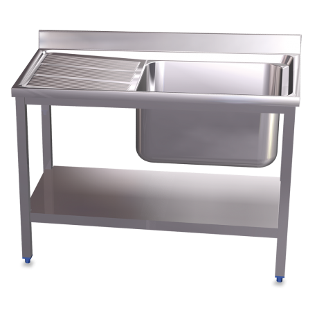 RO-Fregadero c/soporte c/entre.1C,EI 800x500x850 mm. Dimensiones cubeta 340x370x150 mm.