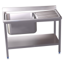 RO-Fregadero c/soporte c/entre.1C,ED 1000x500x850 mm. Dimensiones cubeta 340x370x150 mm.