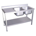 RO-Fregadero c/soporte c/entre.2C,EI 1200x500x850 mm. Dimensiones cubeta 340x370x150 m.