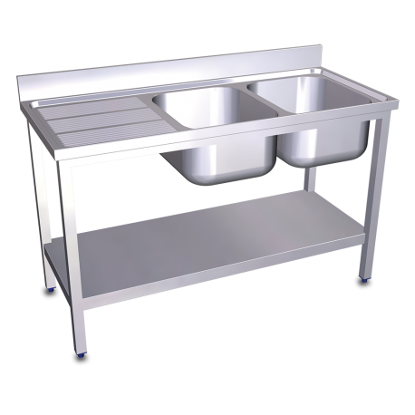 RO-Fregadero c/soporte c/entre.2C,EI 1200x500x850 mm. Dimensiones cubeta 340x370x150 m.