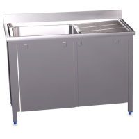 RO-Fregadero c/ptas.abatibles 1C,ED 800x500x850 mm. ** Dimensiones cubeta 340x370x150 mm.