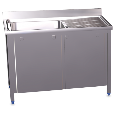 RO-Fregadero c/ptas.abatibles 1C,ED 800x500x850 mm. ** Dimensiones cubeta 340x370x150 mm.