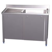 RO-Fregadero c/ptas.abatibles 1C,EI 800x500x850 mm. Dimensiones cubeta 340x370x150 mm.