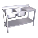 RO-Fregadero c/soporte c/entre.2C,ED 1400x550x850 mm. Dimensiones cubeta 400x400x250 mm.