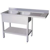 RO-Fregadero para lavavajillas 2C,ED 1600x600x890 mm. Dimensiones cubeta 500x400x250 mm