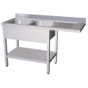 RO-Fregadero para lavavajillas 2C,ED 1600x700x890 mm. Dimensiones cubeta 500x400x250 mm