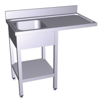 RO-Fregadero para lavavasos 1C,ED 1000x550x850 mm. Dimensiones cubeta 330x330x200 mm.