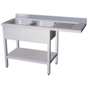 RO-Fregadero para lavavasos 2C,ED 1400x550x850 mm. Dimensiones cubeta 330x330x200 mm.