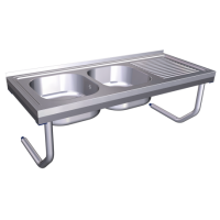 RO-Fregadero colg.c/palomillas 2C,ED 2000x600x320 mm. Dimensiones cubeta 600x500x320 mm.