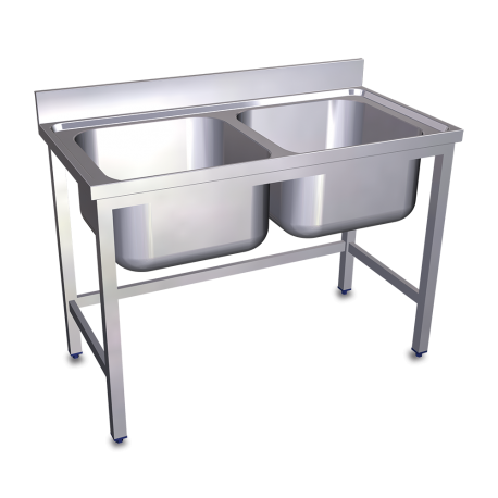 RO-Fregadero con soporte 2C 1200x600x850 mm. Dimensiones cubeta 500x500x300 mm.