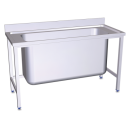 RO-Fregadero con soporte 1C 1200x600x850 mm. Dimensiones cubeta 1060x420x350 mm.