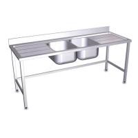 RO-Fregadero con soporte 2C,2E 2000x600x850 mm. Dimensiones cubeta 500x400x250 mm.