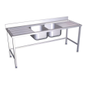 RO-Fregadero con soporte 2C,2E 2000x600x850 mm. Dimensiones cubeta 500x400x250 mm.