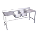 RO-Fregadero con soporte 2C,2E 2000x600x850 mm. Dimensiones cubeta 500x400x250 mm.