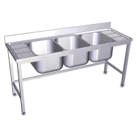 RO-Fregadero con soporte 3C,2E 1800x600x850 mm. Dimensiones cubeta 500x400x300 mm.