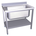 RO-Fregadero c/soporte c/entre.1C 1000x600x850 mm. Dimensiones cubeta 860x495x380 mm.