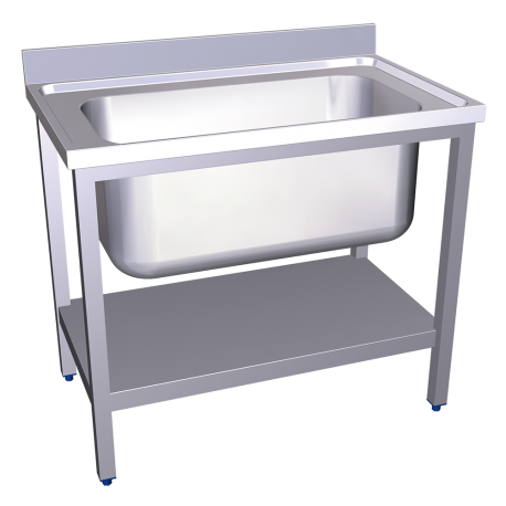 RO-Fregadero c/soporte c/entre.1C 1000x600x850 mm. Dimensiones cubeta 860x495x380 mm.