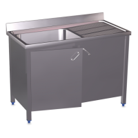 RO-Fregadero c/ptas.abatibles 1C,ED 1000x600x850 mm. Dimensiones cubeta 500x500x300 mm.