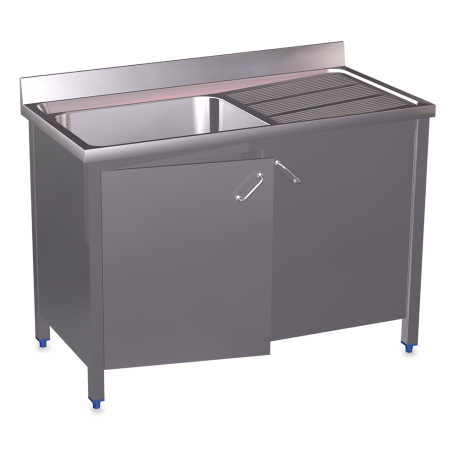 RO-Fregadero c/ptas.abatibles 1C,ED 1000x600x850 mm. Dimensiones cubeta 500x500x300 mm.