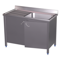 RO-Fregadero c/ptas.abatibles 1C,EI 1000x600x850 mm. Dimensiones cubeta 500x500x300 mm.