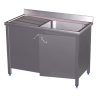 RO-Fregadero c/ptas.abatibles 1C,EI 1300x600x850 mm. Dimensiones cubeta 500x500x300 mm.