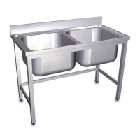 RO-Fregadero con soporte 2C 1200x700x850 mm. Dimensiones cubeta 500x500x300 mm.