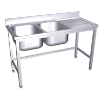 RO-Fregadero con soporte 2C,ED 1400x700x850 mm. Dimensiones cubeta 500x400x250 mm.