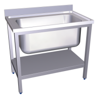 RO-Fregadero c/soporte c/entre.1C 1000x700x850 mm. Dimensiones cubeta 860x495x380 mm.