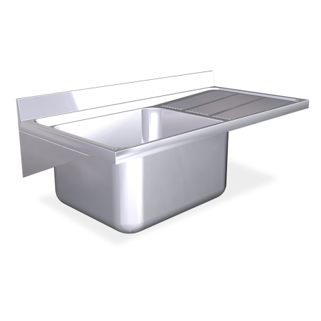 RO-Fregadero colg. c/cartelas 1C,ED 1300x600x325 mm. Dimensiones cubeta 500x500x300 mm.