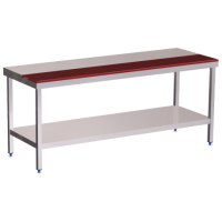 RO-Mesa prepar.central fb.roja c/ent.1500x600x850 mm.